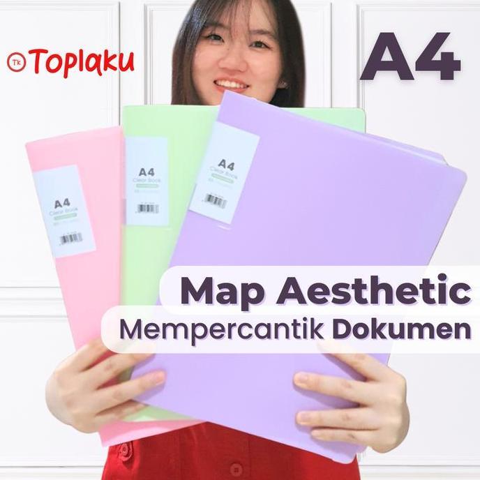 Display Book A4 Premium Pastel Aesthetic Clear Holder Map Berkas Dokumen Plastik Ijazah Anti Air Fil