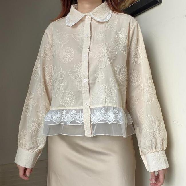 Camille Top Kemeja Camille Top Blouse Atasan Katun Bordir