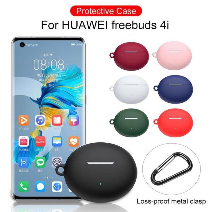 Soft Case Silikon Kompatibel Untuk TWS Huawei Freebuds 4i + carabiner