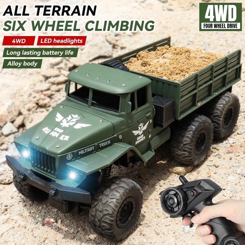 BEST SELLER MOBIL TRUK MILITER REMOTE CONTROL DENGAN LAMPU 2.4GHZ 4WD RC MOBIL TRUK KARGO BESAR BAHA