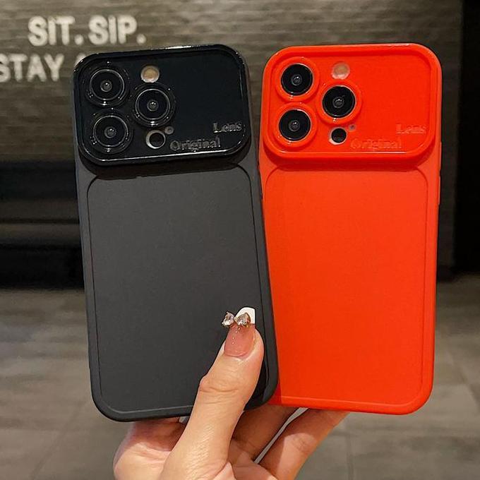 Soft Case Silikon Macaron Lens Original Big Window Jendela Besar With Ring Lensa Kamera Iphone 15 ip