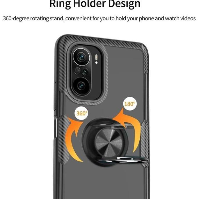 Case Pocophone POCO F3 Hardcase Invisible Ring Transparent Kickstand