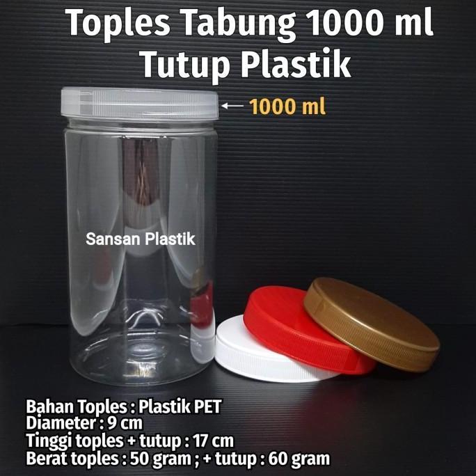 Toples Plastik 1 Liter / Toples Tabung 1 Liter - ONLY