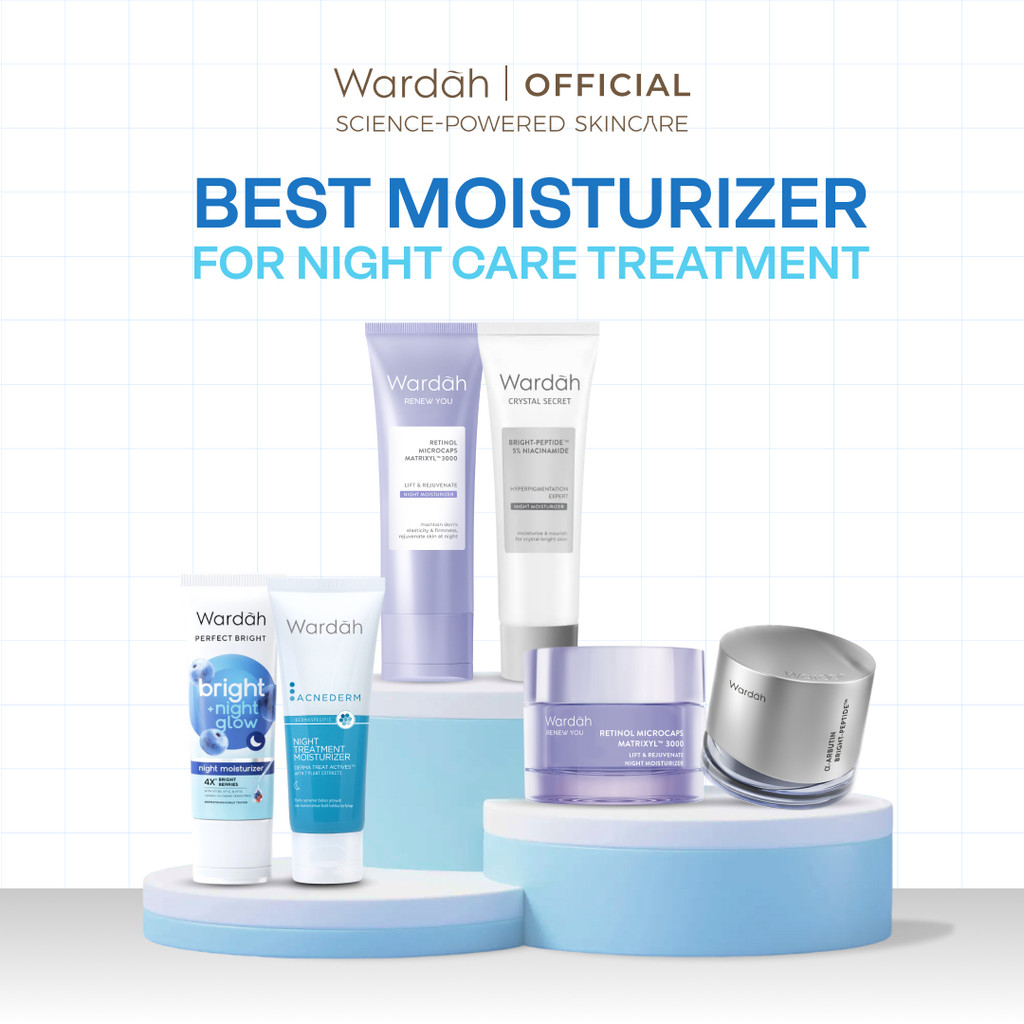 WARDAH Night Moisturizer All Series - Menyamarkan Bekas Jerawat, Dark Spot, Meratakan Warna Kulit, M