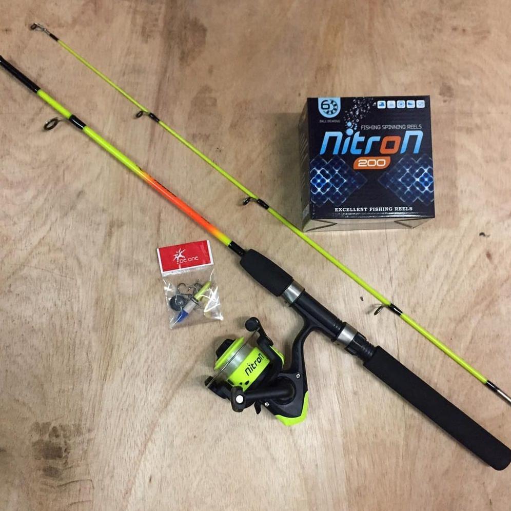 Set Pancing Joran Sambung 2 Spin Casting & Reel Nitron / Audrey 200 Lengkap Free Senar