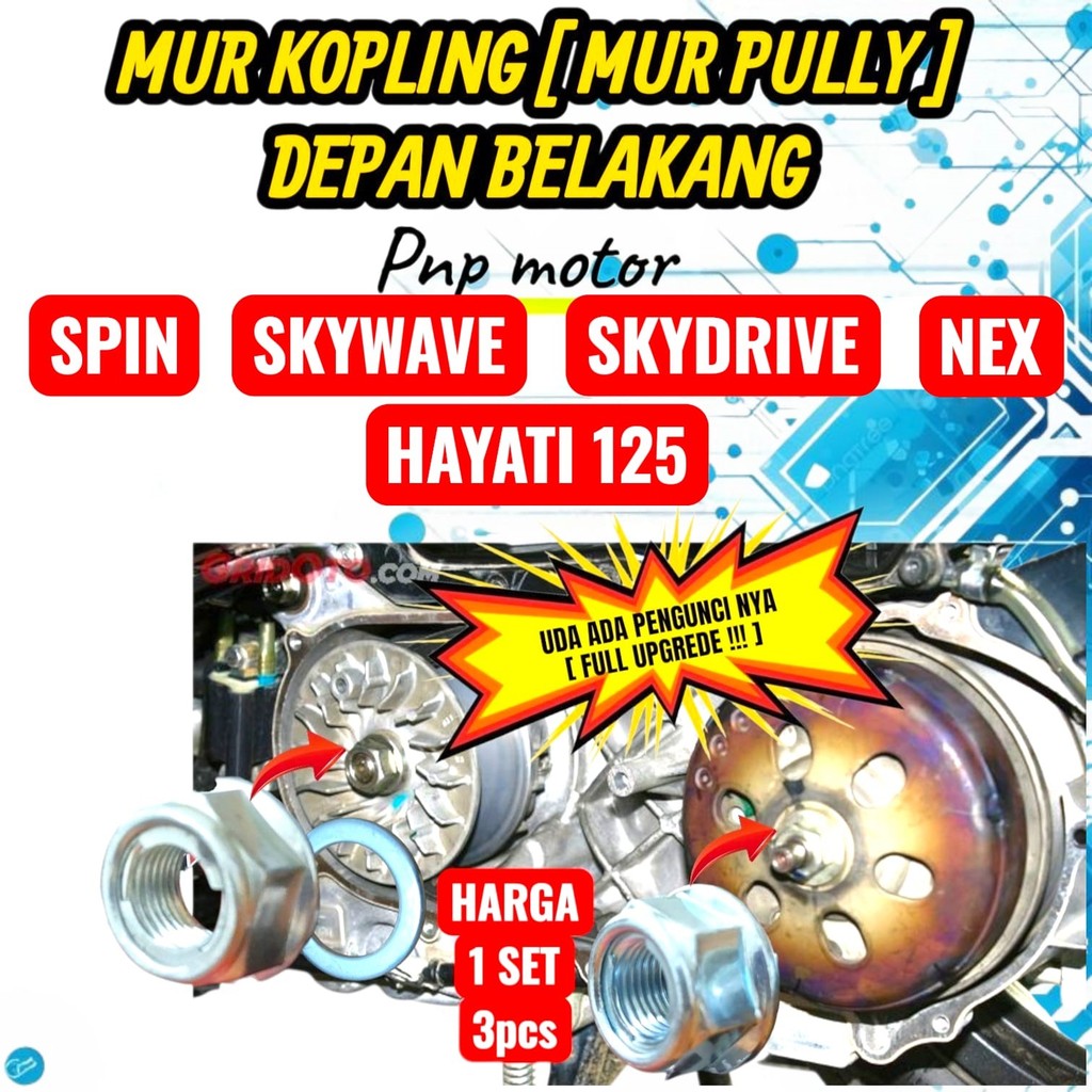 1 set Mur CVT BAUT Pully Rumah Roller full upgrade SUZUKI SPIN SKYWAVE SKYDRIVE HAYATI 125 NEX Depan