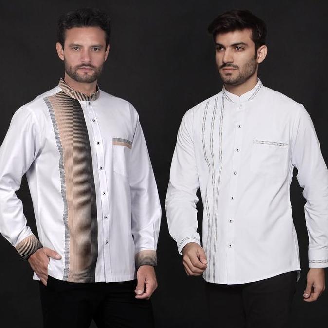 Casella Baju Koko Pria Lengan Panjang Premium | Baju Koko Putih Azhar