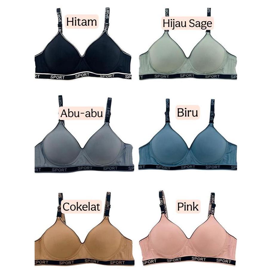 BRA SPORTY IMPORT PREMIUM UK 34 - 40 SPORT BRA BH TANPA KAWAT KAIT 3 PAKAIAN DALAM WANITA CANTIK #J6