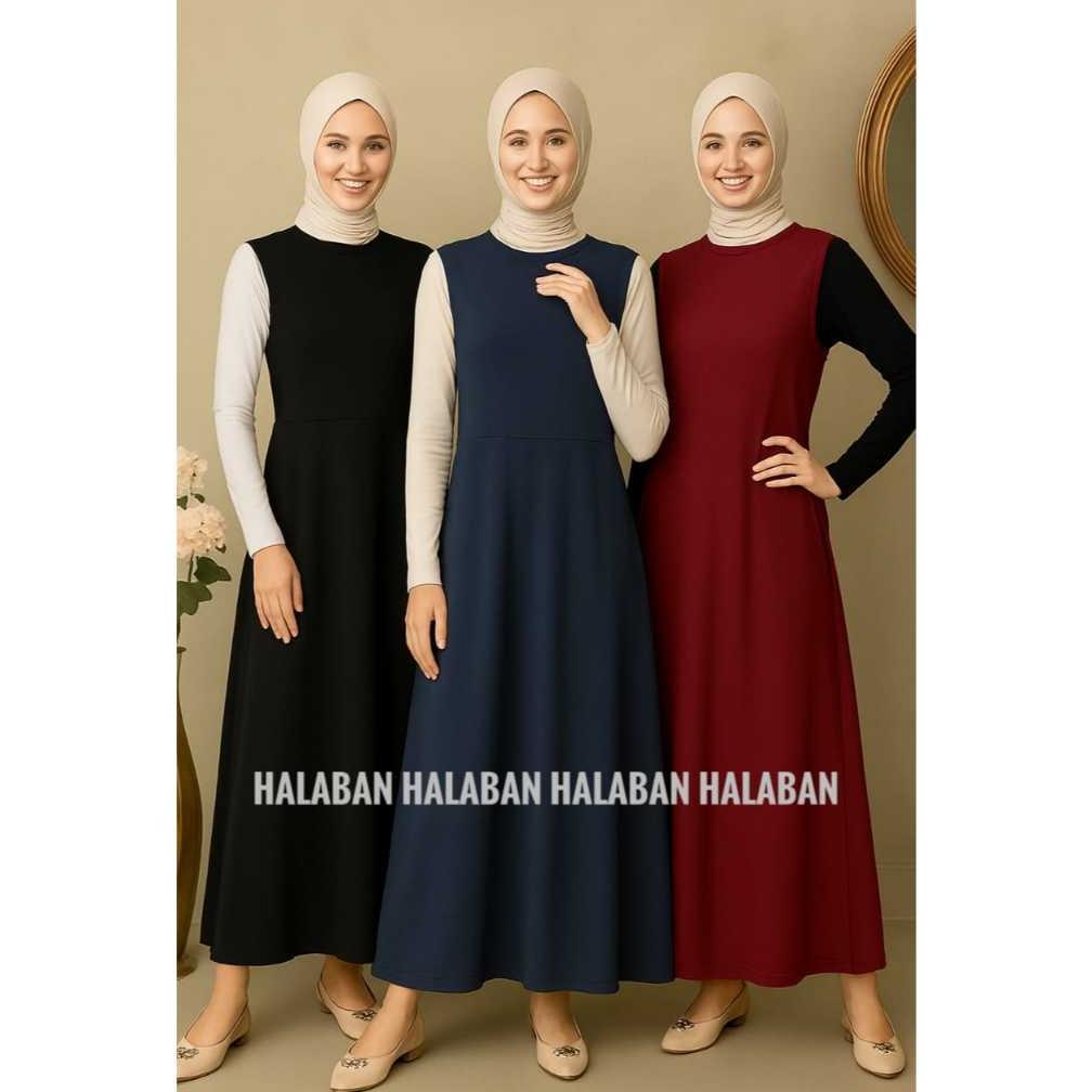 Inner dress wanita lengan buntung / inner dres tampa lengan / manset gamis yukensi simpel Muslim Hit