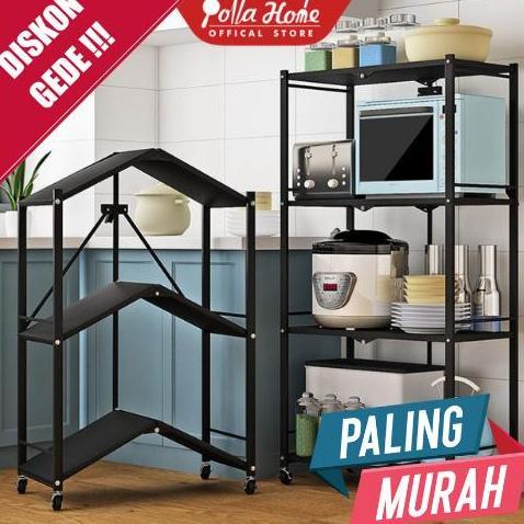 Ollahom Rak Dapur Lipat Portable Rak Penyimpanan Lipat Serbaguna Rak Dapur Portable