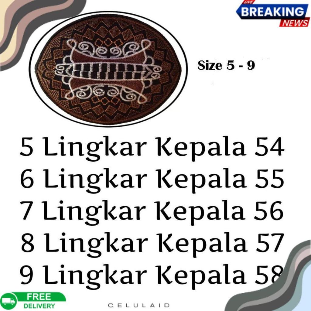 Cuci Gudang Peci Kopyah Terompah Malaysia Motif Pintu Aceh Bordir