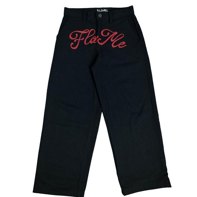 Flame Everyday Baggy Flame Everyday Baggy Pants 14Oz Black Red Swizz Og Denim Oversize