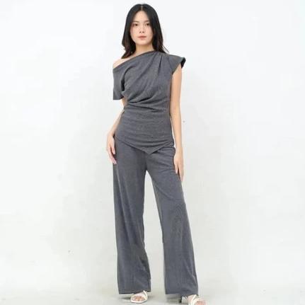 Hemat Ruby One Set / Setelan Kulot Wanita Baju Muslim Bahan Knit