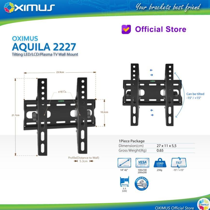 CUCI GUDANG BRACKET TV Tilt LCD LED TV 14" - 42" OXIMUS AQUILA 2227