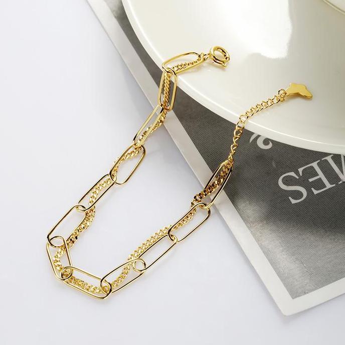 Gelang Emas Gelang Bungkus Ganda Tali Bertumpuk 17K Gelang Wanita TI