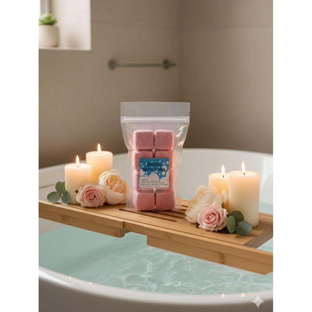 NEW DEALS Bubble Bath Bomb 10 Cube Strawberry Milkshake Busa Melimpah Wangi Segar | Spa Mandi Busa R