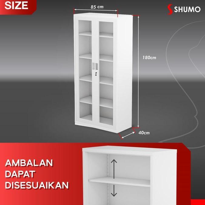 SHUMO Super White | Lemari Arsip Besi 2 Pintu Swing Kaca