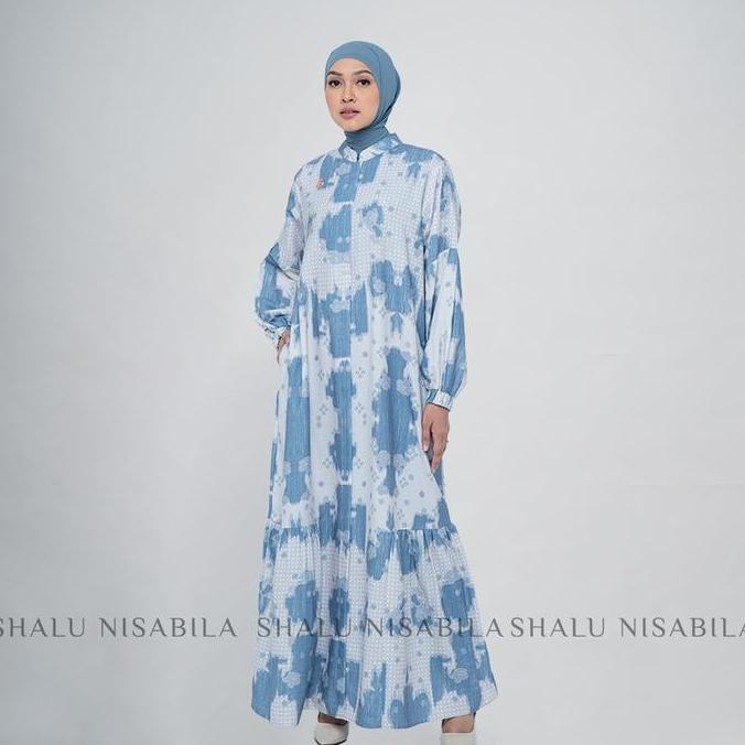 Shalu Nisabila - Velia Dress Gamis Wanita Muslimah Maxi Motif Printing Busui & Wudhu Friendly Syari 