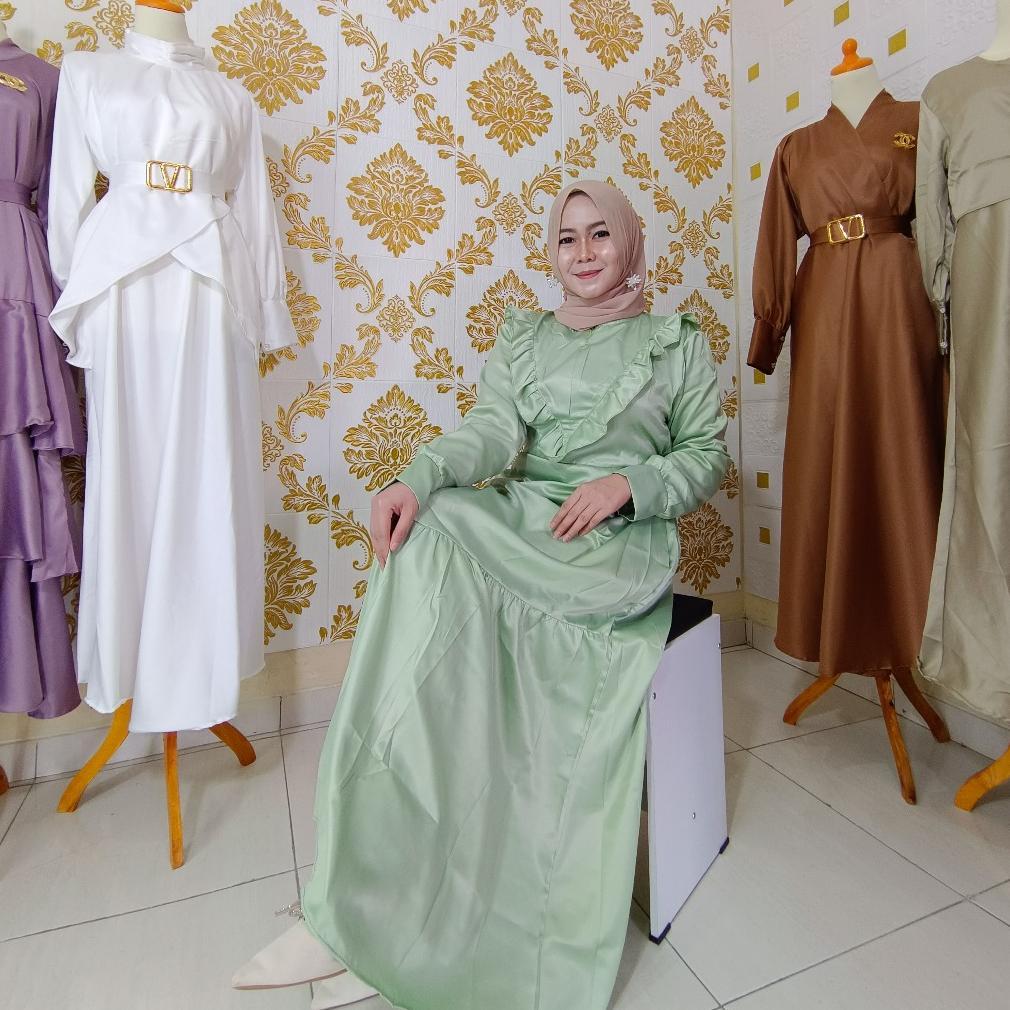 Gamis Pesta Satin Silk Lembut Nagita Dress Maxy Mewah