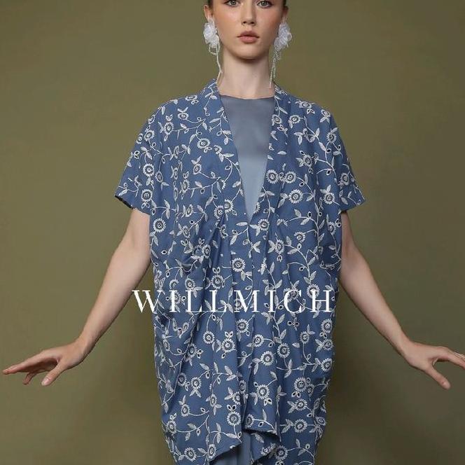 1. Outer Biru Tua Outer Biru Tua Bordir Biru Bunga