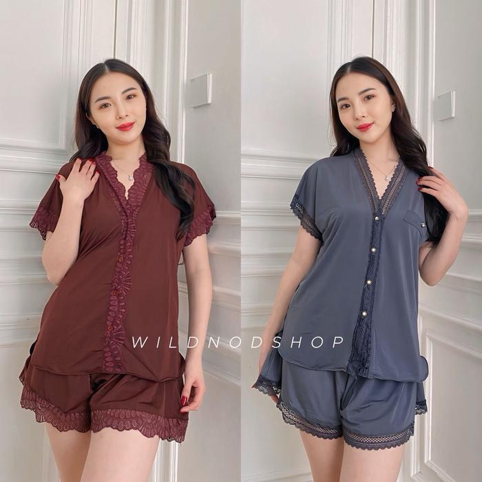 Bisa Cod - Wildnod - Amora S-6Xl (Ld 70-150) Setelan Baju Tidur / Piyama Set