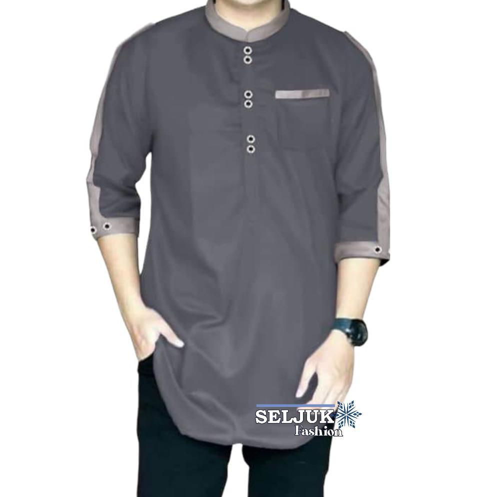 Original Top Fashion Baju Koko Zaka Lengan 3/4 Premium Quality Muslim Laki Laki Pria
