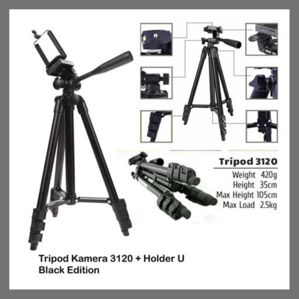 Tripod 3120 Tinggi1 Meter With Hp Stabilizer Stand Holder Handphone Konten Kreator