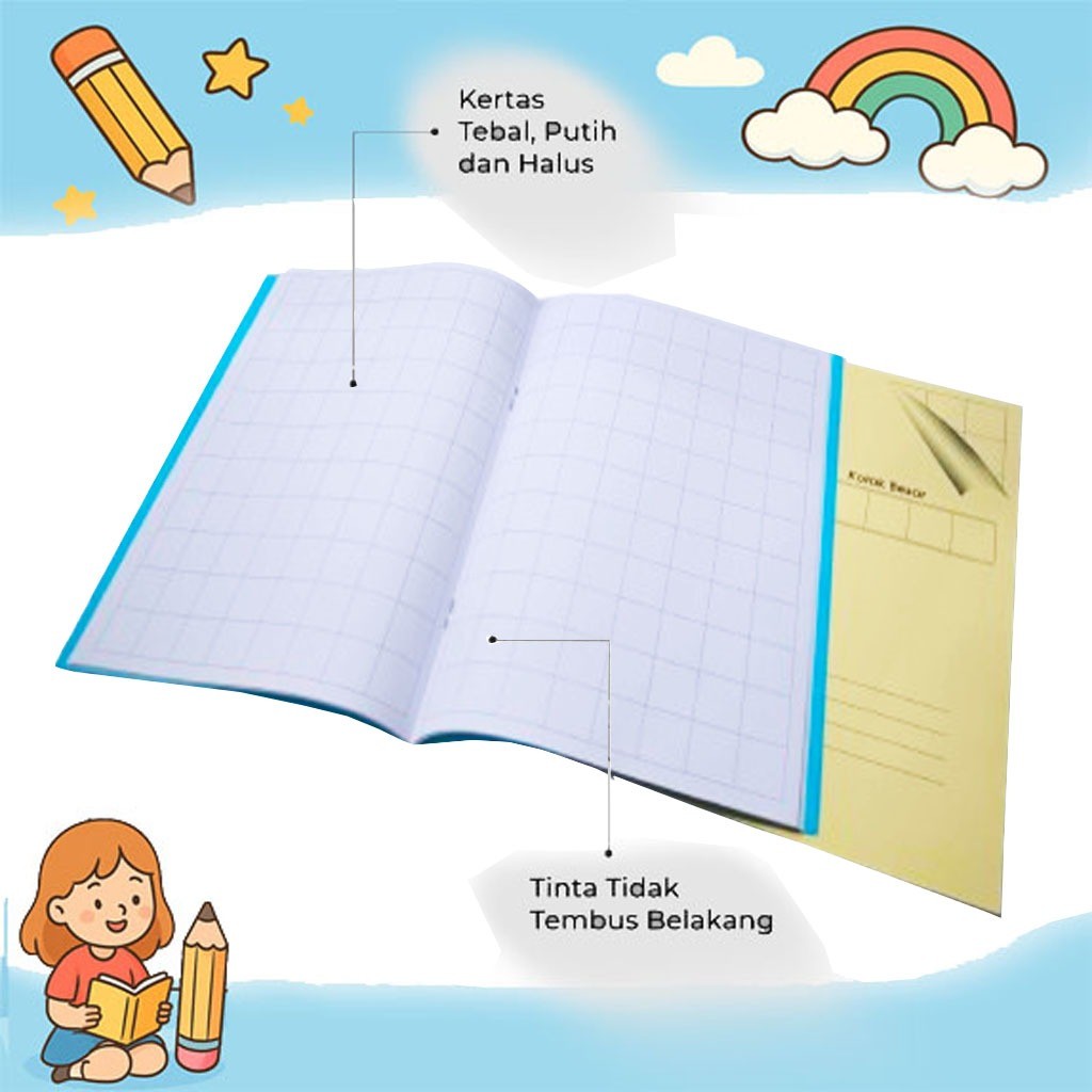 5/10/14Mm Kotak]Grid Notebook Buku Tulis Kotak Murid Sd Buku Catatan Sisiwa Note Book Perlengkapan S