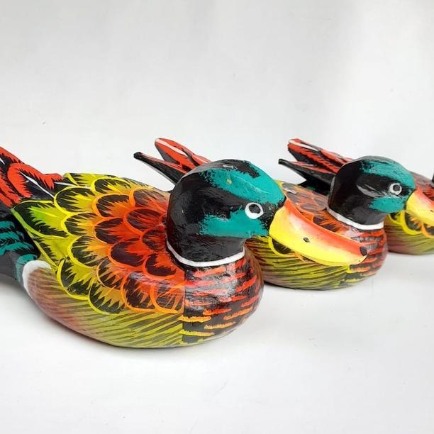 Pajangan Patung Bebek Kayu Bali 1Set Isi 3Pcs Kerajinan Tangan Dekorasi Hiasan