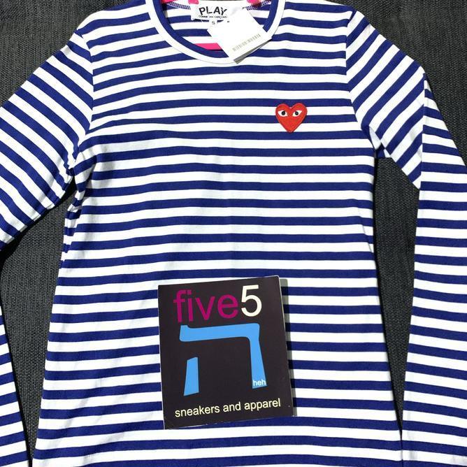 Cdg Play Stripe Cdg Blue Long Sleeve Electric