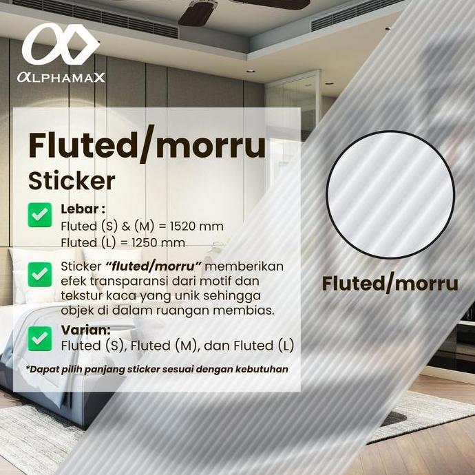 ALPHAMAX Fluted/Morru Sticker | Sticker Kaca Fluted/Morru Jendela | Sticker Kaca Fluted/Morru Pintu