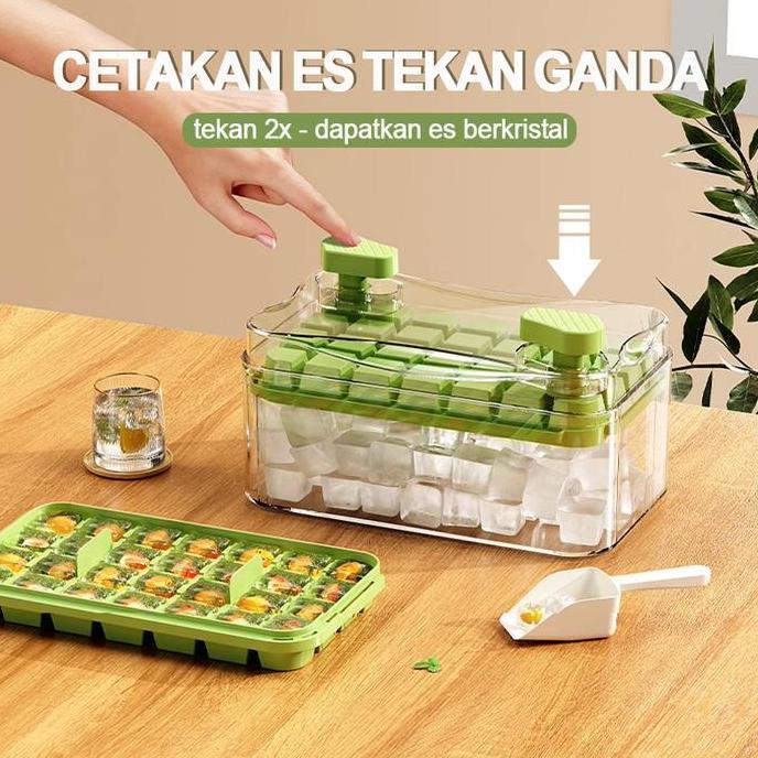JC Ice Cube Maker 28 Grid Cetakan Es Batu Kristal Transparan, Pembuat Es Batu Mini Praktis, Tempat E