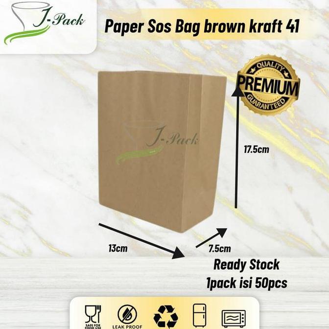 Avvolgere- Kantong Kertas Tanpa Tali | Sos Paper Bag Brown/White Kraft Polos 50 Gsm