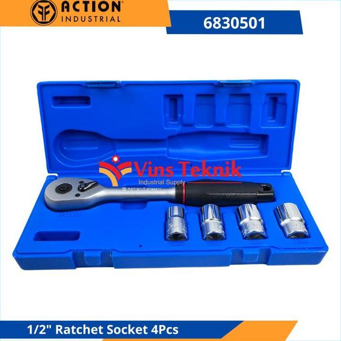 ACTION 6830501 Kunci Socket Reversible Ratchet Set 1/2" Set Kunci Sok Shock
