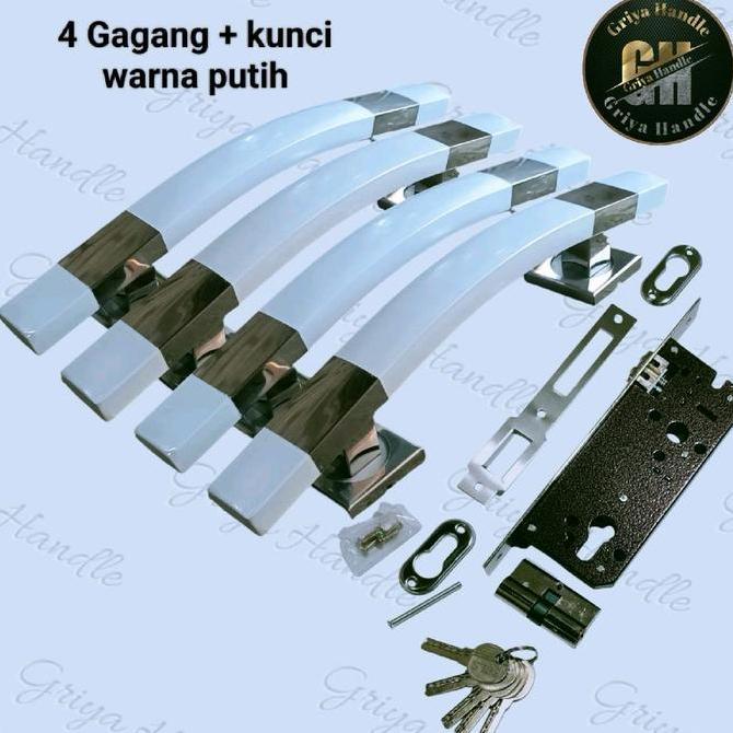 Paket 4 biji Handle pintu set kunci model kotak sabit Tarikan pintu rumah 2 pintu/2 pcs Gagang pintu