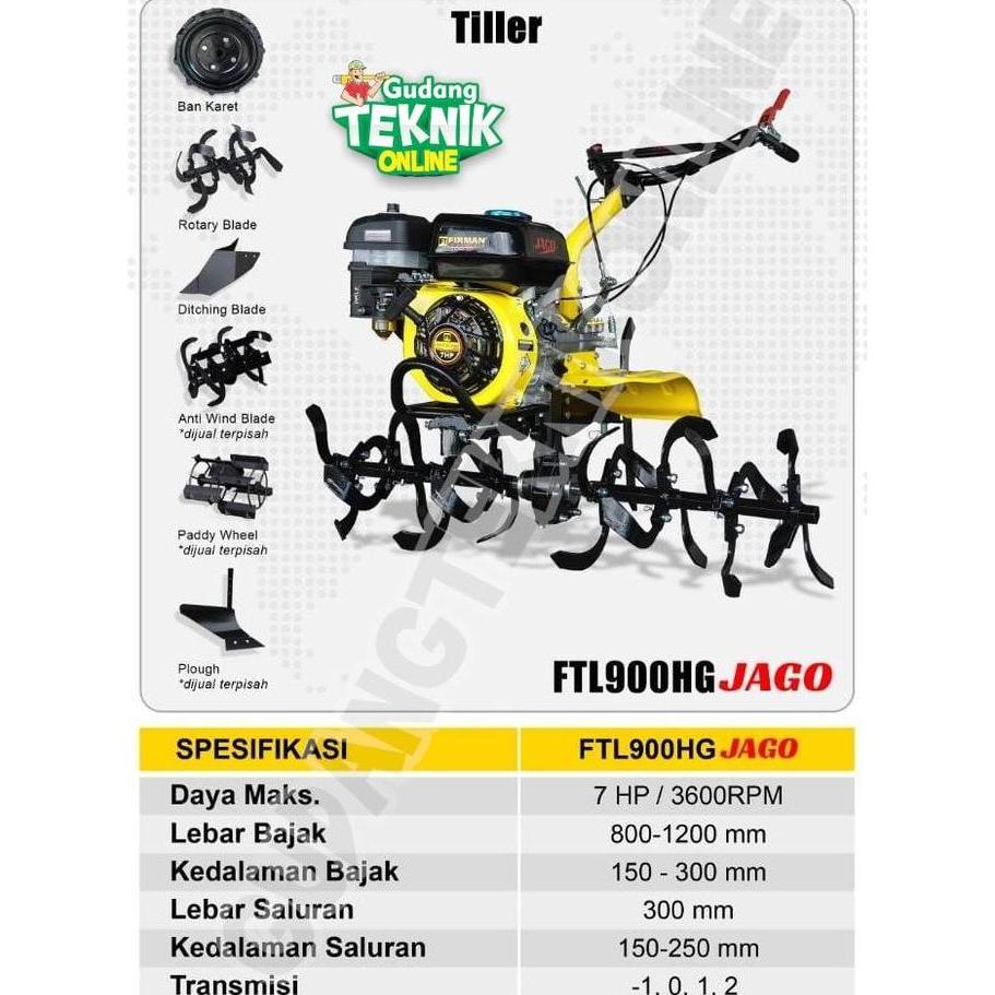 Mesin Traktor Mini Cultivator FIRMAN FTL900H JAGO FTL900HG GEARBOX VBELT / Mesin Bajak Sawah Basah K