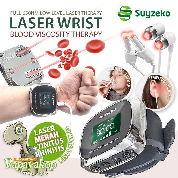 Jam Laser Terapi Kesehatan Darah Jantung dr 10 Mata Akupuntur Suyzeko full Red 650nm