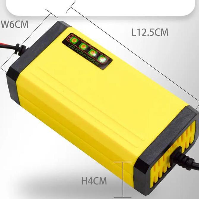 HASQUINE Charger Aki Portable 12V 2A Motor Mobil Charger Aki Motor Kering Dan Basah LED Indikator ca