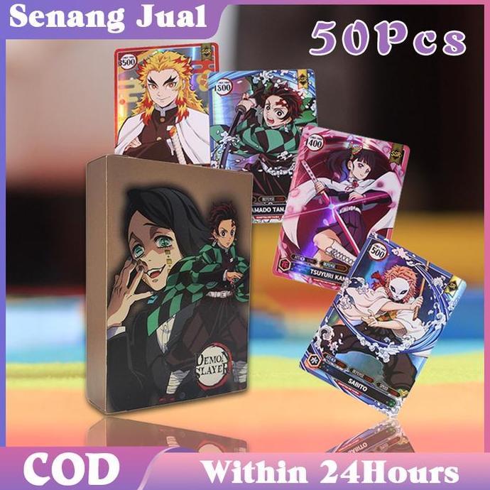 EZESJIT 50Pcs Kartu Anime Demon Slayer Trading Card Kartu Demon Slayer 1 Box Kartu Kimetsu No Yaiba 