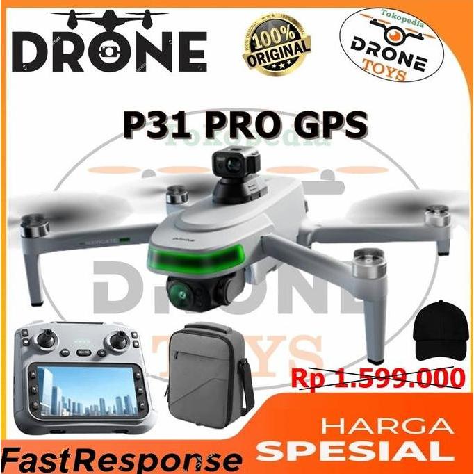 TERBARU DRONE P31 PRO GPS RC QUADCOPTER BRUSHLESS MOTOR 10P HD CAMERA 2KM TRANSMISSION RANGE 5G WIFI