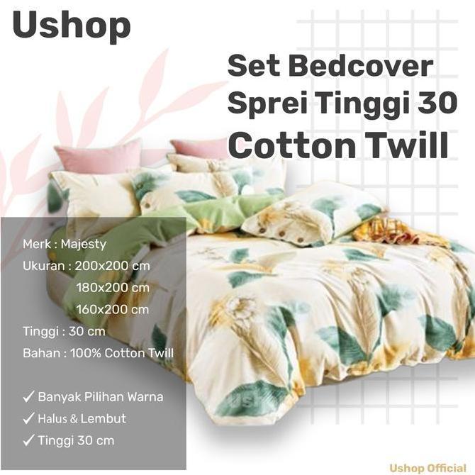 TERLARIS USHOP MAJESTY SET BEDCOVER + SPREI 200X200 / 180X200 / 160X200 TINGGI 30 CM - BAHAN KATUN T