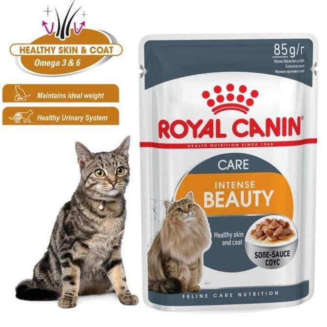 Ready ( 1box=12pouch ) Royal Canin Intense Beauty Gravy 85gr Wetfood Adult