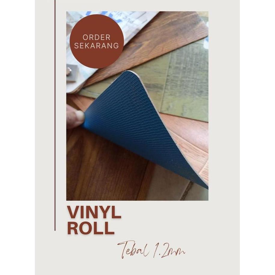 Karpet Lantai Vinyl Korea tebal 1.2mm Motif kayu