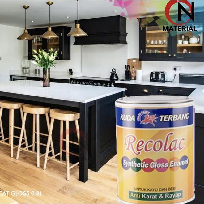 Cat Kayu Besi Kuda Terbang Recolac 1Kg Hitam Putih