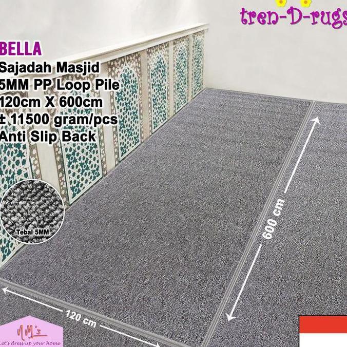 Tren-D-rugs karpet sajadah sejadah masjid roll polos anti slip 120x600