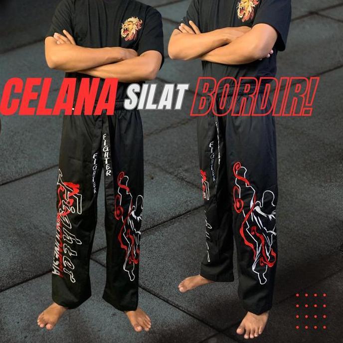 Terbaru Celana Silat Komprang Hitam Bordir Macan Kombor C-50 Pangsi Bahan Tebal Murah Berkualitas