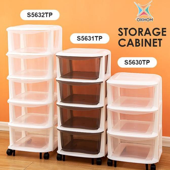 Oxihom Lemari Plastik Susun Laci Plastik Lemari Pakaian Storage Box Mainan