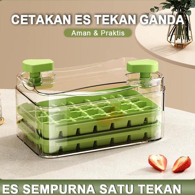 JC Ice Cube Maker 28 Grid Cetakan Es Batu Kristal Transparan, Pembuat Es Batu Mini Praktis, Tempat E