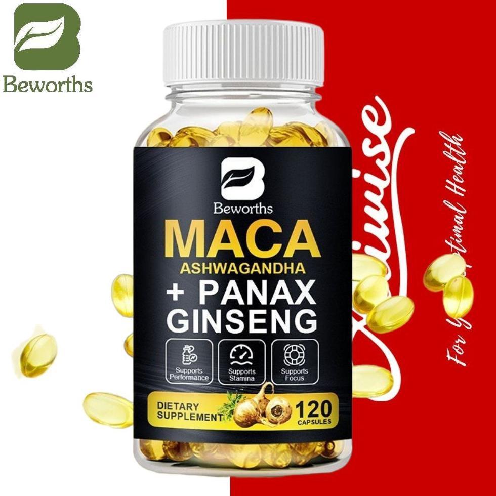 120pcs USA Ekstrak Akar Ginseng & MACA Kapsul Penambah Energi untuk Pria dan Wanita
