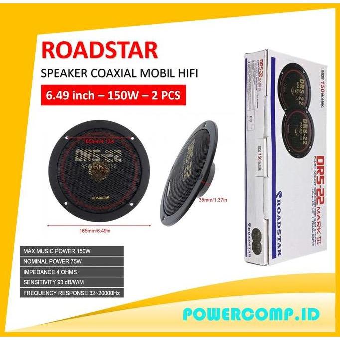 Roadstar Drs-22 Mark Iii Speaker Mobil Spiker Mobil 6.49 Inch 150W 2 Pcs Car Speakers Coaxial Subwoo